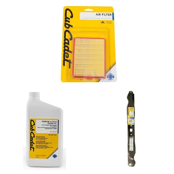 Cub Cadet Air Filter for 159cc/196cc Engines, 32 oz. 10W-30 Oil, and 21 in. 3-in-1 Blade Combo