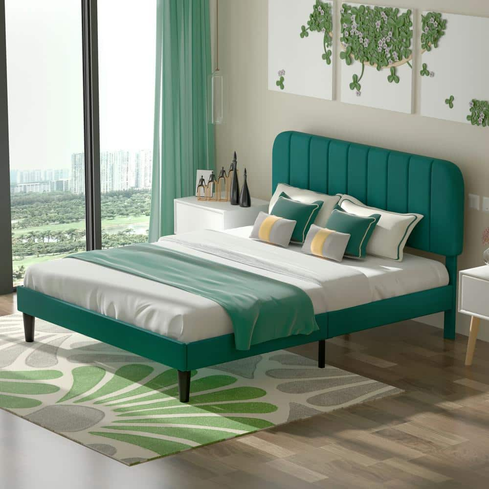 VECELO Upholstered Bed Frame, Full Platform Bed Frame With Adjustable ...