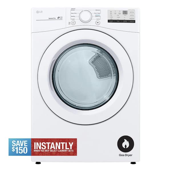 7.4 Cu. Ft. Vented Stackable Gas Dryer in White with Sensor Dry