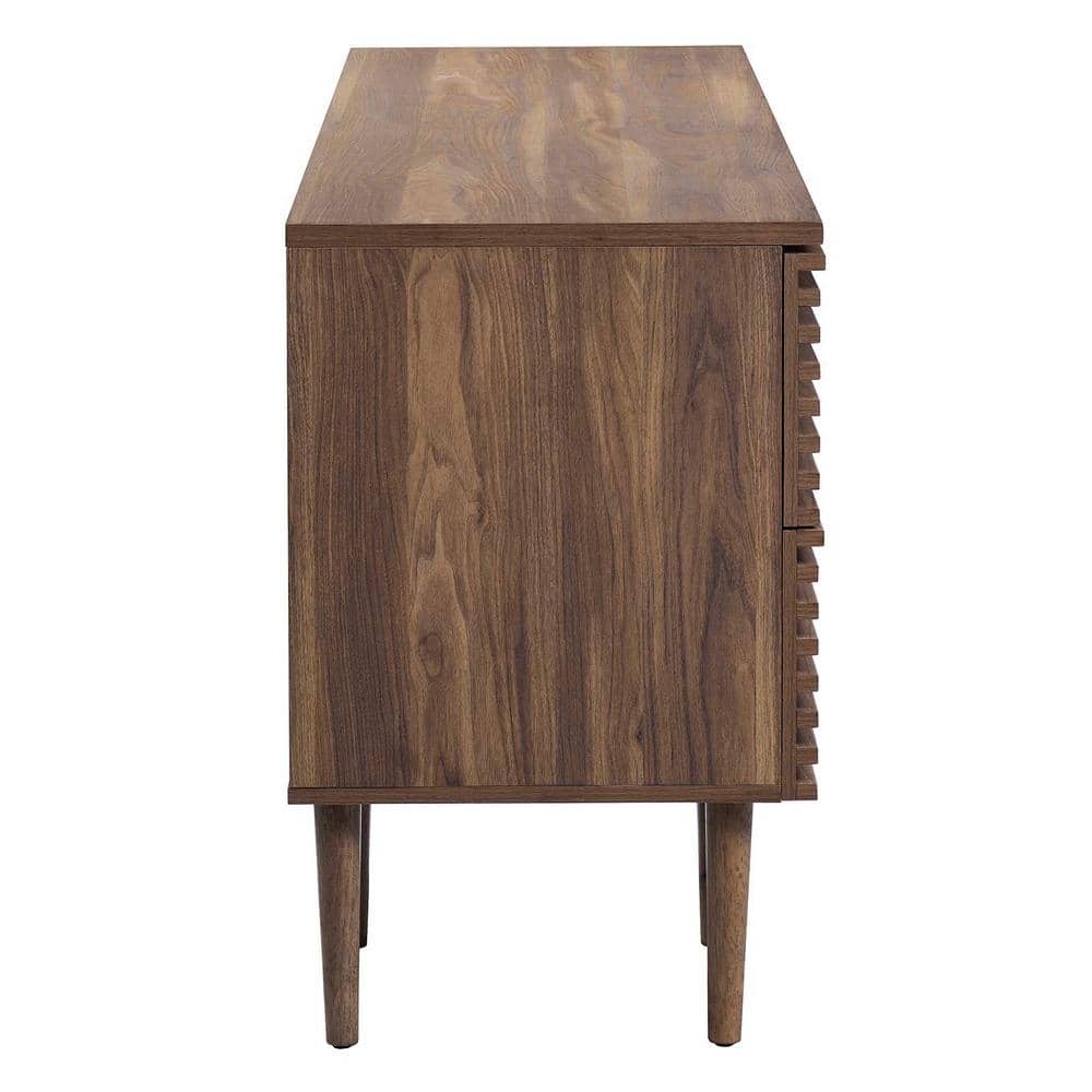 Walnut Mid-Century Modern Office Desk with Drawers and Keyboard Tray