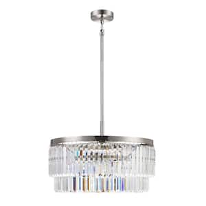 Winthrop 3-Light Modern Brushed Nickel Chandelier Light Fixture with Hanging Crystal Shade