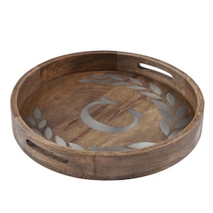 32 in. Round Mango Wood Serving Tray "C"