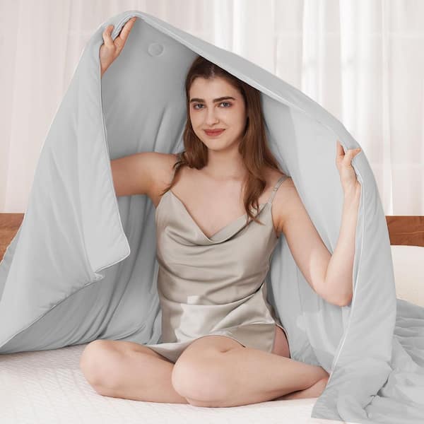 Valthie Cooling Blanket for Hot Sleepers King Gray Knitted Nylon Instant Moisture Wicking Soft Lightweight Blanket