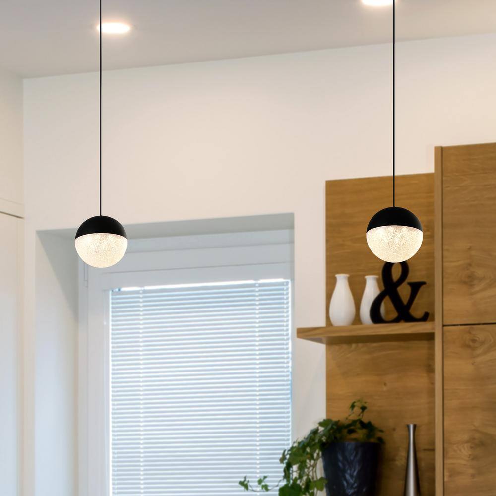Matte Black Glass LED Jar Pendant Light