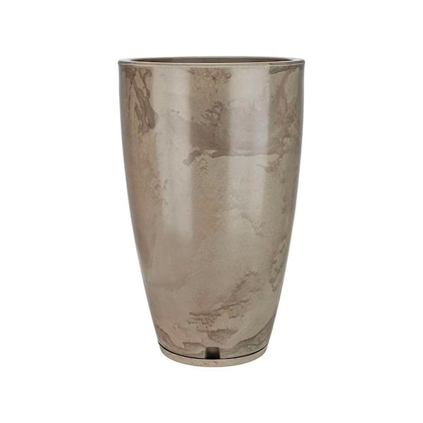 FLORIDIS Amsterdan Medium Beige Marble Effect Plastic Resin Indoor and Outdoor Planter Bowl