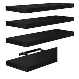 Floating Shelves, 9 in. W x 24 in. D Black Decorative Wall Shelves, Farmhouse Style (4-Pack)
