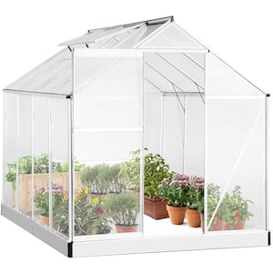 8.3' x 6.3 x 6.8' Aluminum Outdoor Greenhouse, Polycarbonate Walk-in Garden Greenhouse Kit with Adjustable Roof Vent