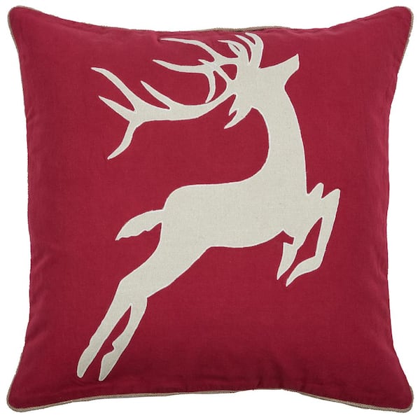 Rizzy Home Holiday Deer 20 in. x 20 in. Decorative Filled Pillow