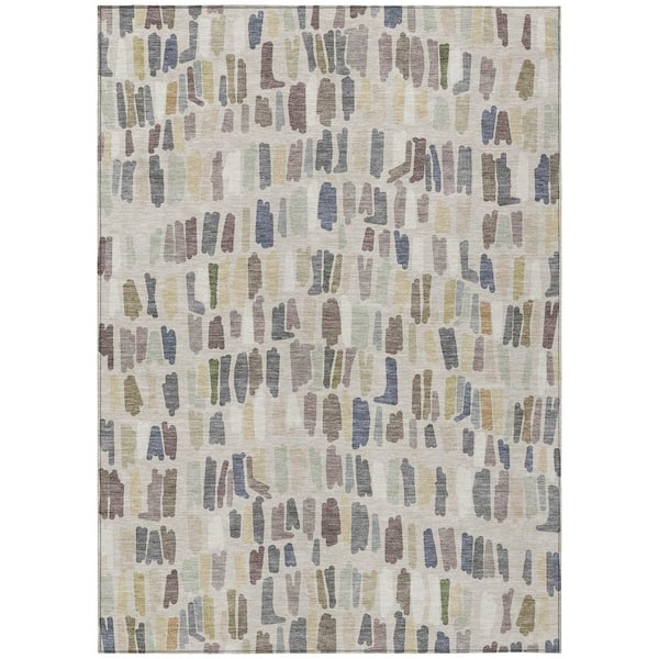 Chantille Machine Washable Indoor/Outdoor Abstract ACN2377 Linen 9 ft. x 12 ft. Area Rug