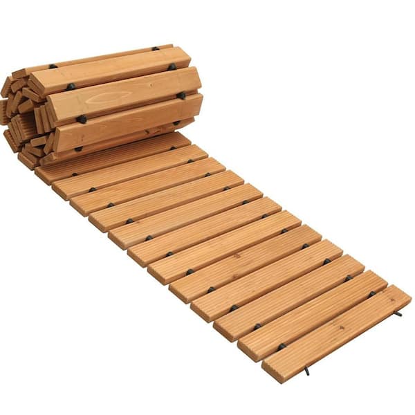 8 ft. Cedar Roll-Out Wooden Garden Pathway, Non-Slip Outdoor Decorative Path for Garden, Beach, and Backyard (1-Pack)