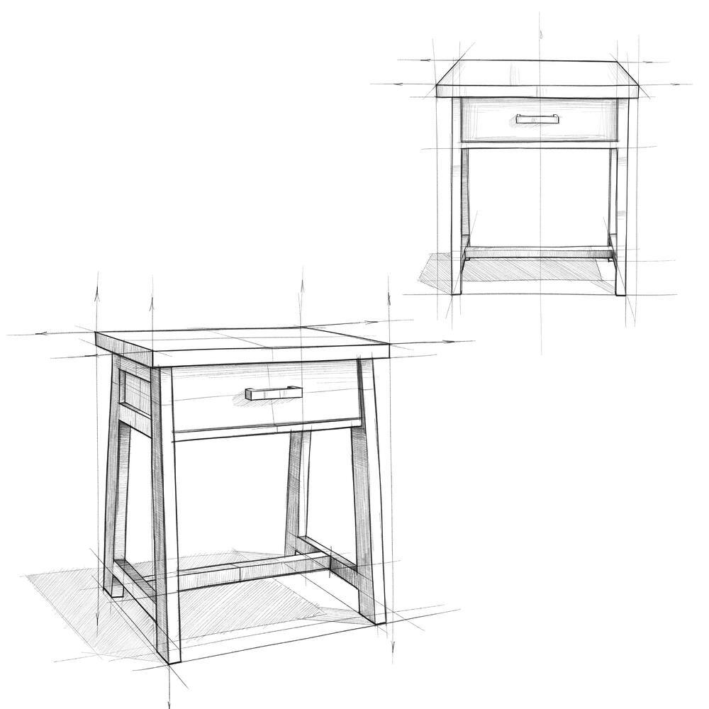 Sawhorse Solid Pine 24" Distressed Grey Modern Industrial Nightstand