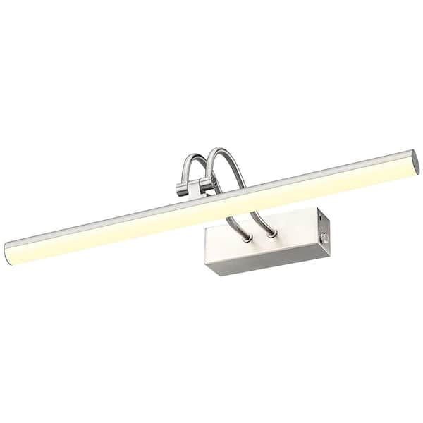 Minimalist Rechargeable 16 in. Wall Mounted Nickel LED Picture Light with Remote Control