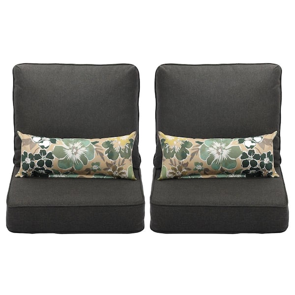 Aoodor 22 in. x 24 in. Deep Seat Outdoor Patio Furniture Single Chair Sofa Cushion Back Olefin Fabric Slipcover Sponge Foam