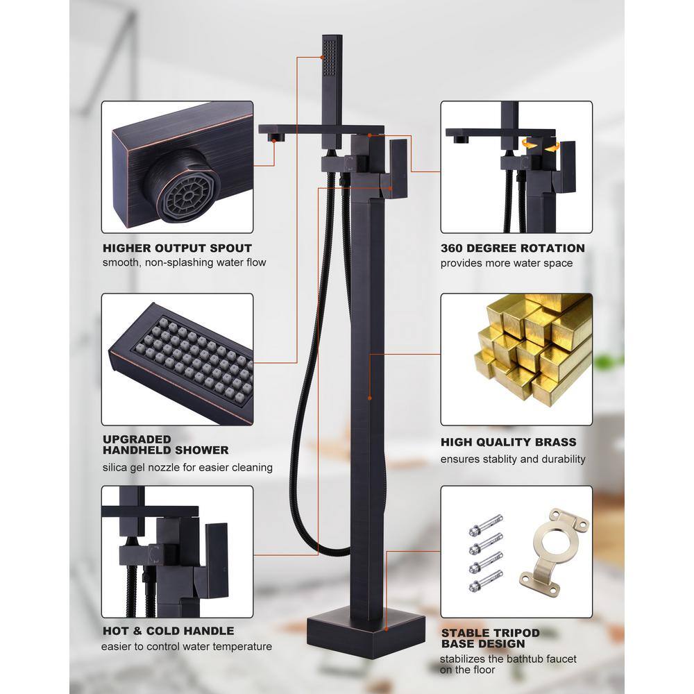Oil Rubbed Bronze Freestanding Tub Faucet with Hand Shower