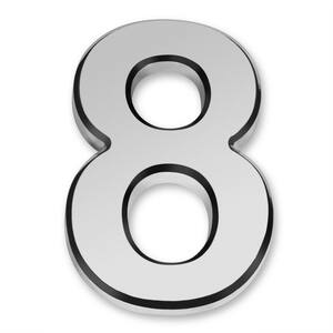 4 in. House Door Number 8 ABS Plated Self Adhesive Silver Address Plaque Sticker