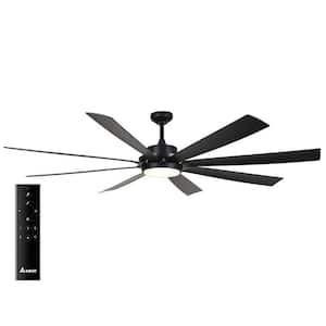 Rio Vista 72 in. Integrated LED Indoor/Outdoor Matte Black Ceiling Fan with Remote, 8 Blades and Reversible Motor
