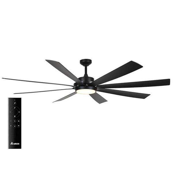 Delta Breez Rio Vista 72 in. Integrated LED Indoor/Outdoor Matte Black Ceiling Fan with Remote, 8 Blades and Reversible Motor