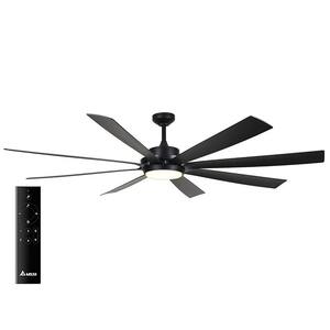 Rio Vista 72 in. Integrated LED Indoor/Outdoor Matte Black Ceiling Fan with Remote, 8 Blades and Reversible Motor