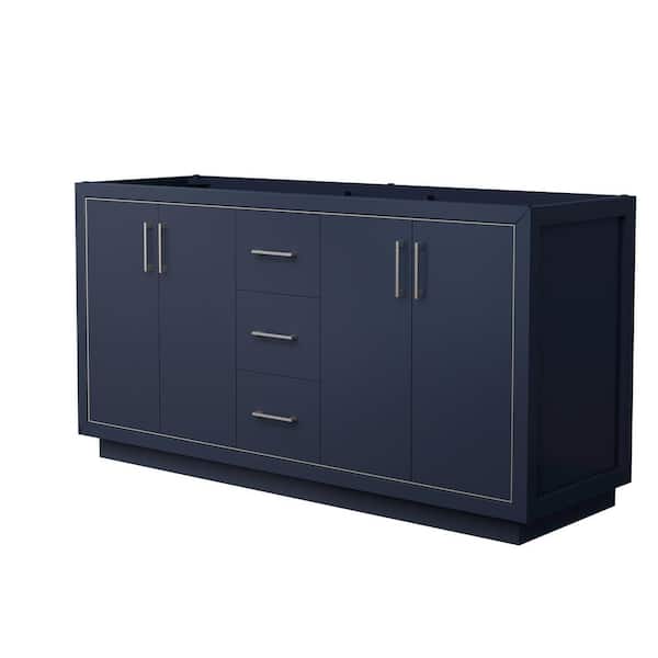 Wyndham Collection Icon 65.25 in. W x 21.75 in. D x 34.25 in. H Double Bath Vanity Cabinet without Top in Dark Blue