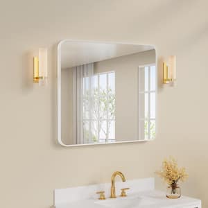 Bella 30 in. W. x 36 in. H Rectangular Aluminum Framed Wall-Mounted Bathroom Vanity Mirror in White