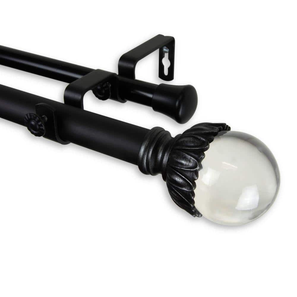 28 in. - 48 in. Telescoping 1 in. Double Curtain Rod Kit in Black with Pixie Finial price history on PriceWatchPro