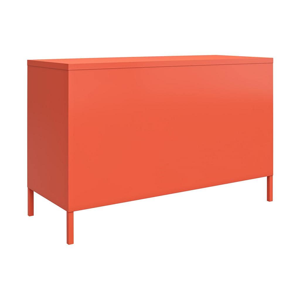 Orange Metal Locker Accent Cabinet with Adjustable Shelving