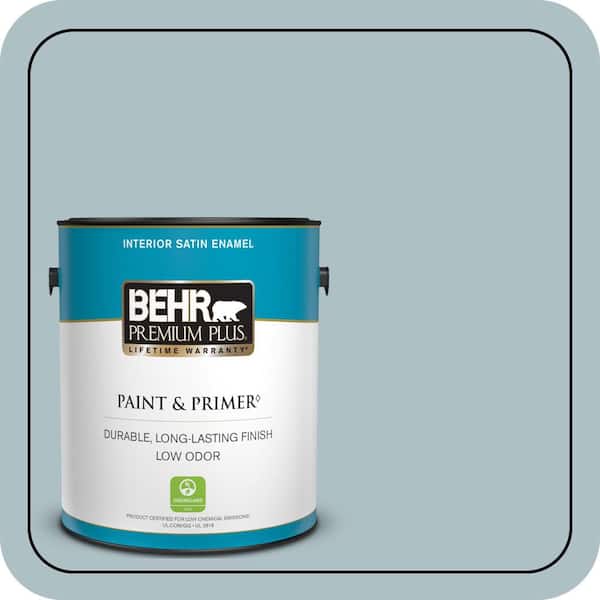 BEHR PREMIUM PLUS 1 gal. #PPU13-14 Ozone Satin Enamel Low Odor Interior Paint & Primer