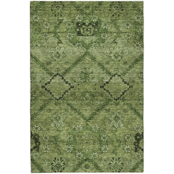 Dream Shag Premium Machine Washable Abstract ADS842 Olive 10 ft. x 14 ft. Area Rug
