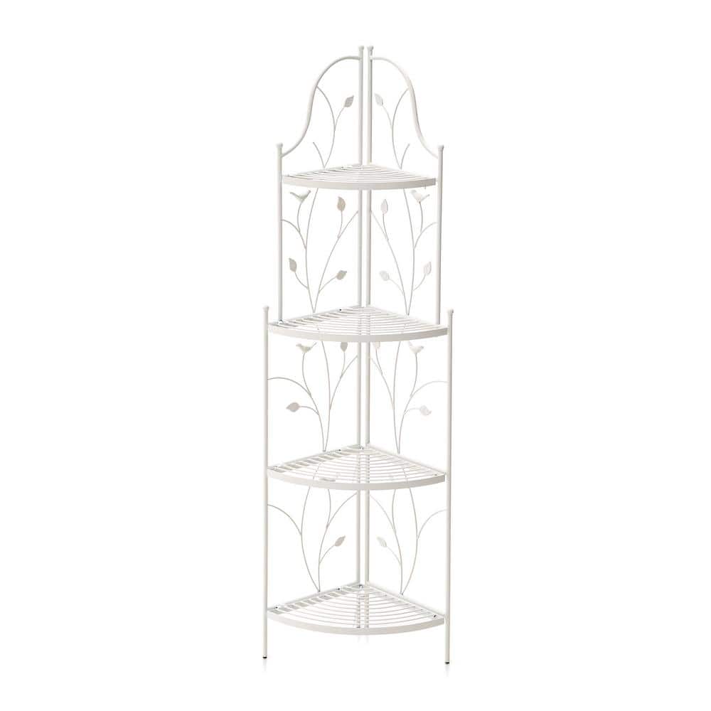 Glitzhome 52 in. H 4Tier White Metal Corner Shelf Plant Stand or