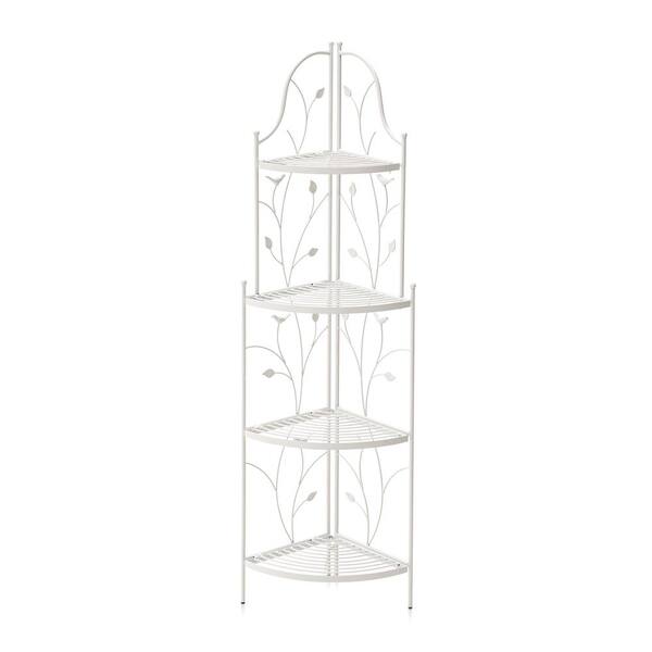Glitzhome 52 in. H 4Tier White Metal Corner Shelf Plant Stand or