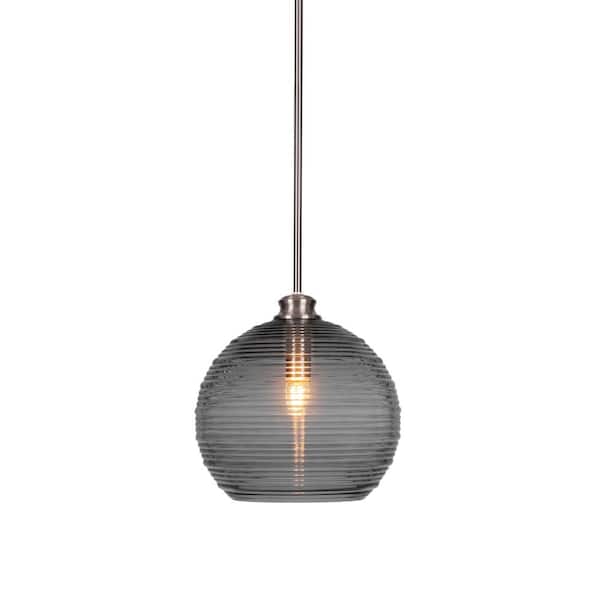 Unbranded Melbourne 60-Watt 1-Light Brushed Nickel Shaded Mini Pendant Light with Glass Shade