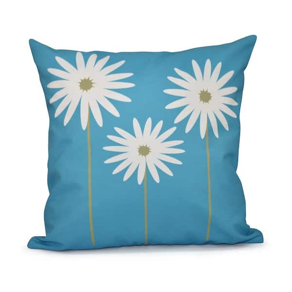 Unbranded Daisy May Floral Print Throw Pillow in Caribbean Blue