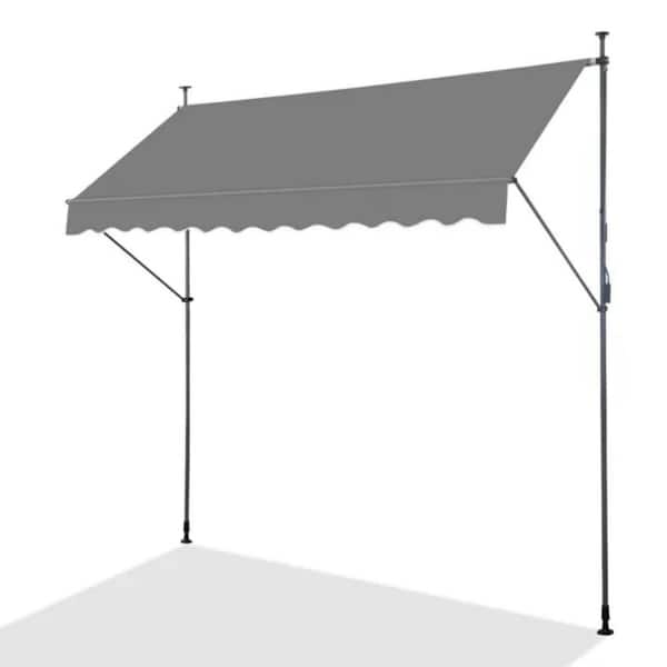 4.91 ft. x 9.83 ft. Grey Awning with Retractable