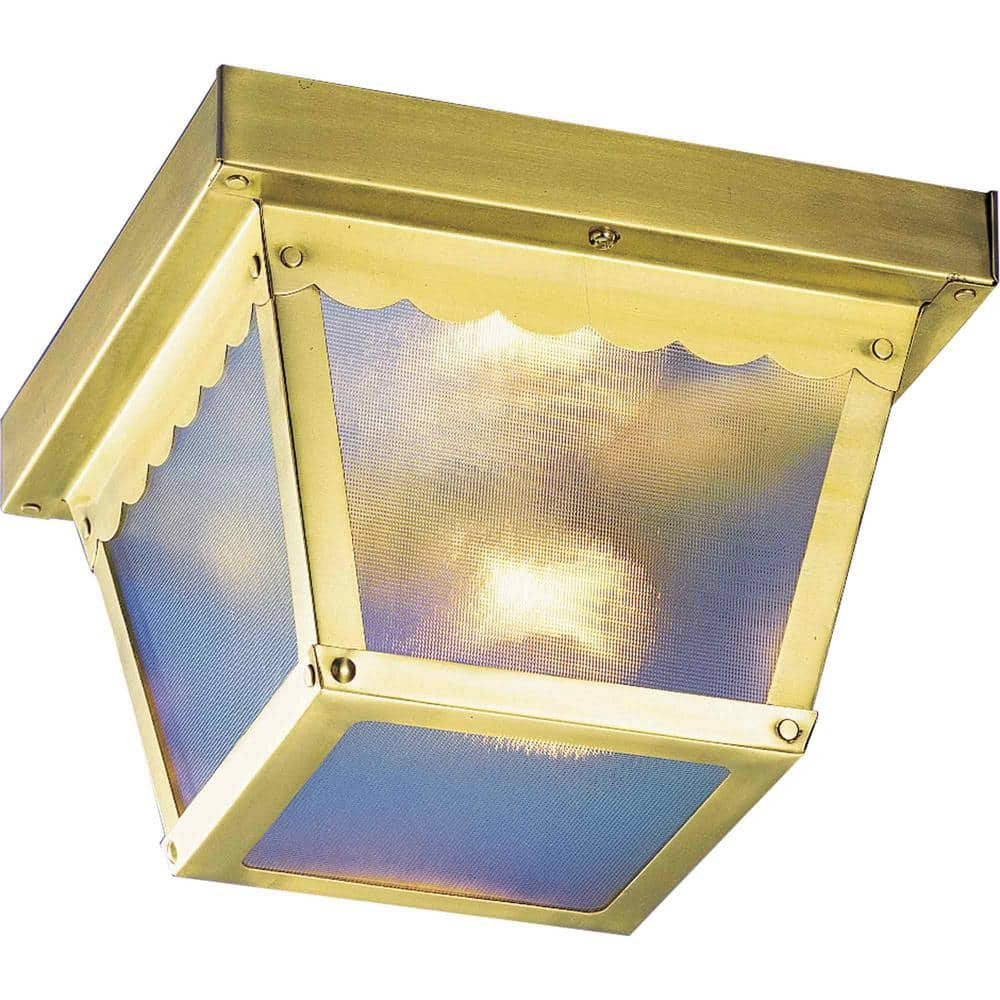 Volume Lighting 1-Light Outdoor Polished Brass Flush Mount Ceiling Fixture