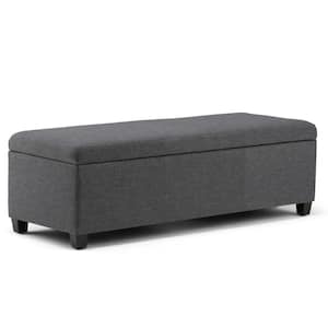 Avalon 48 in. Contemporary Storage Ottoman in Slate Grey Linen Look Fabric