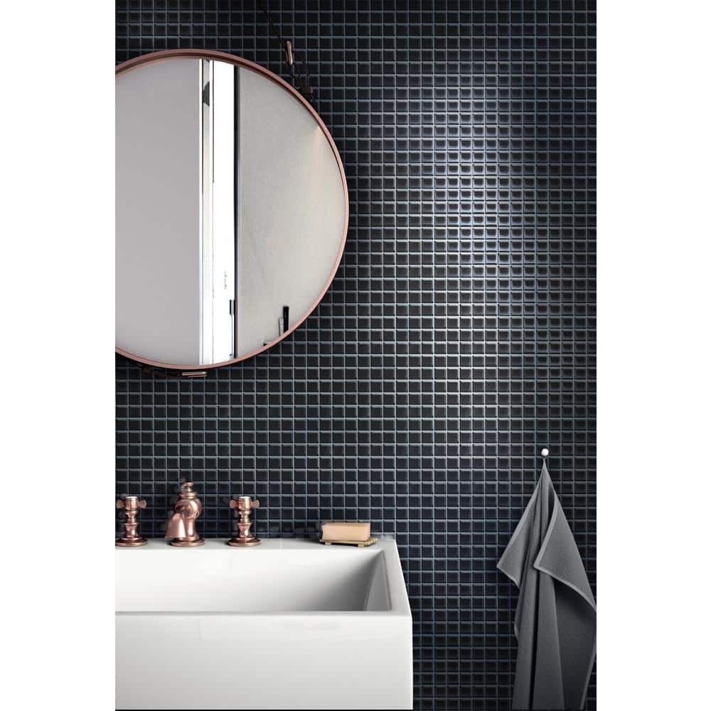 Black Polished Glass Mosaic Tile for Kitchen and Bathroom