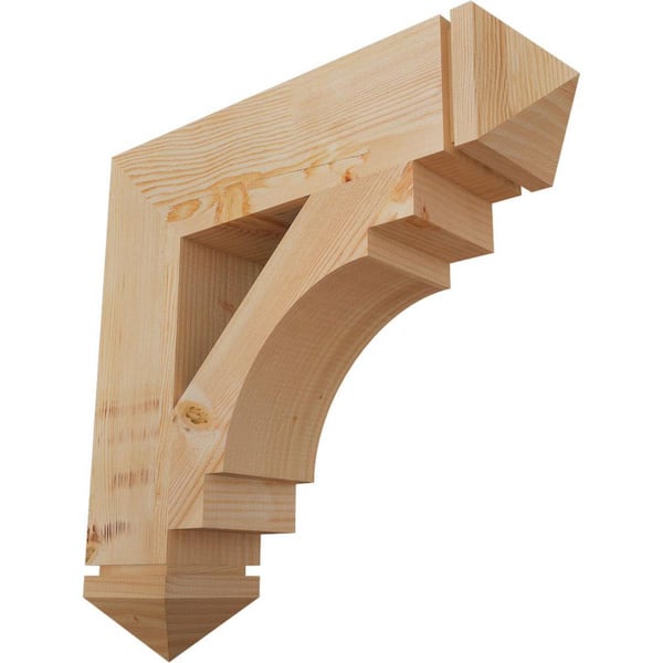 Ekena Millwork 5.5 in. x 26 in. x 26 in. Douglas Fir Merced Arts and Crafts Smooth Bracket