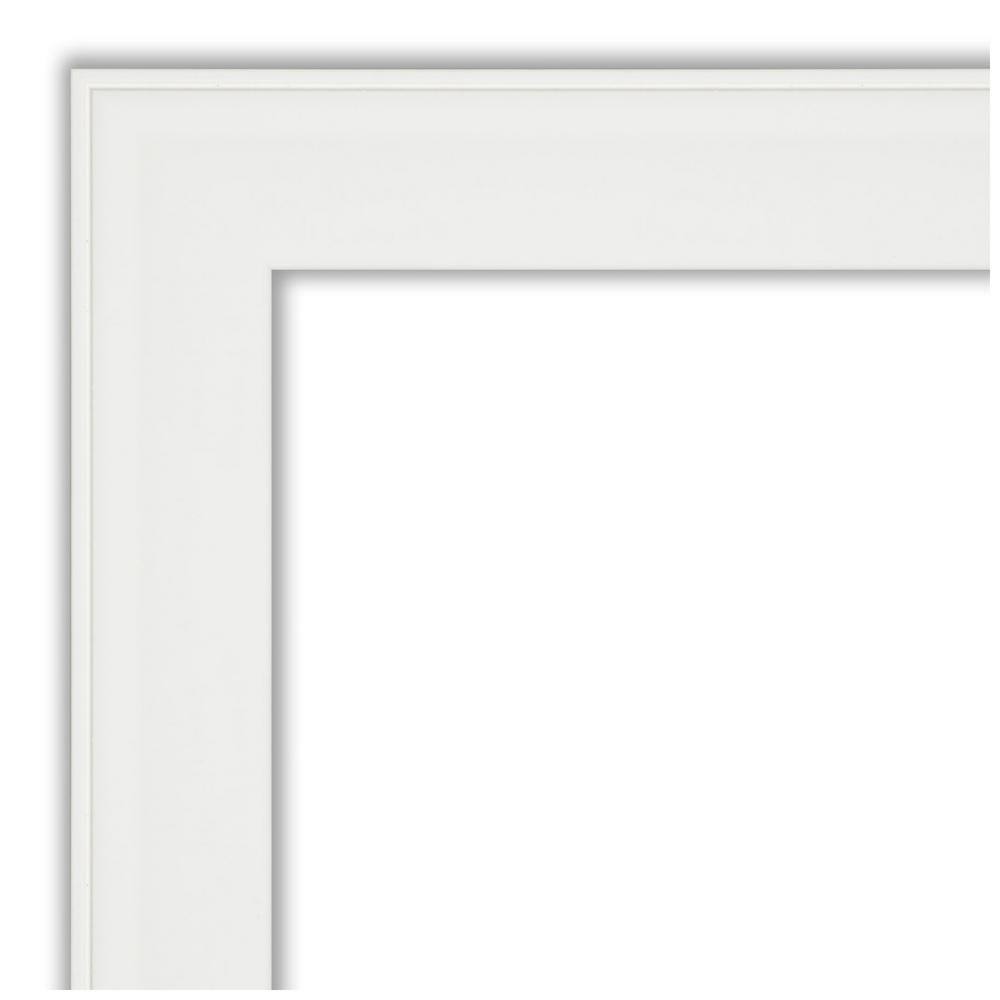 Medium White Matte Beveled Bathroom Vanity Mirror