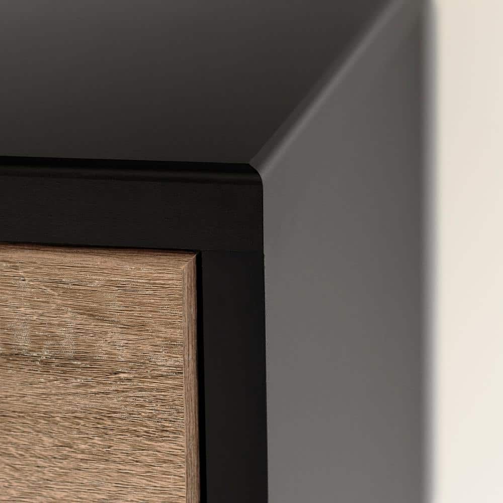 Weathered Oak and Matte Black Farmhouse 4-Drawer Chest