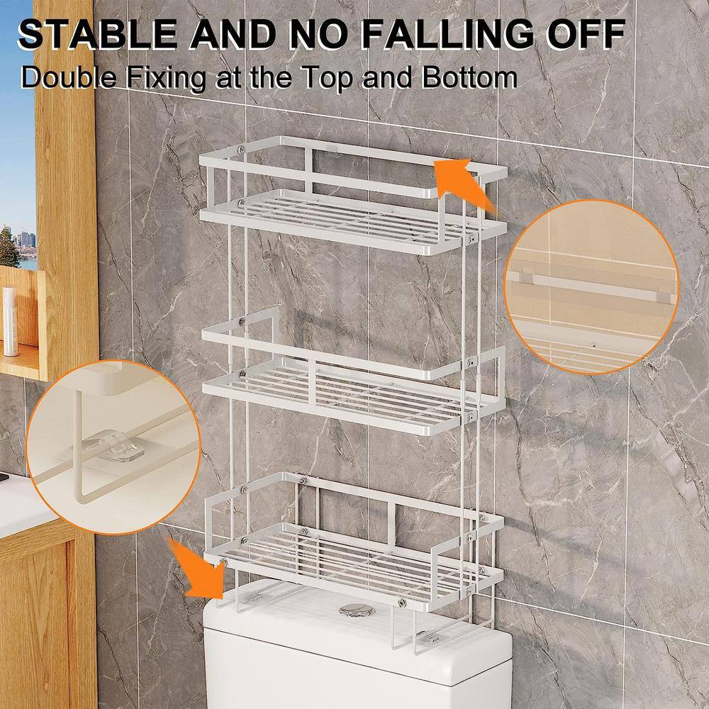White Matte Metal 3-Tier Over-the-Toilet Storage Rack