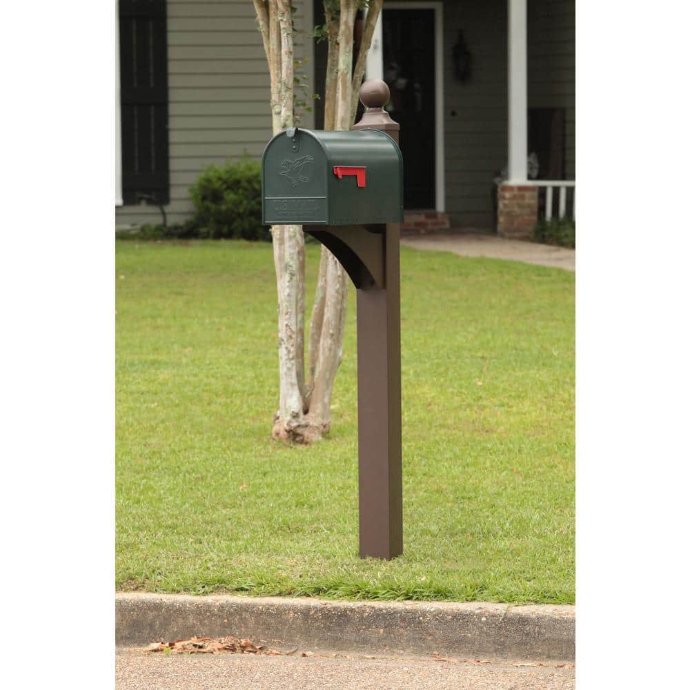 Elite Large Green Powder Coated Steel Post Mount Mailbox
