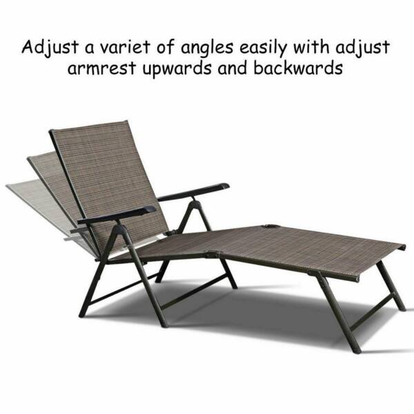 Kadehome Steel Outdoor Lounge Chair in Tan (Set of 2) KA Kadehome Steel Outdoor Lounge Chair in Tan (Set of 2) KA