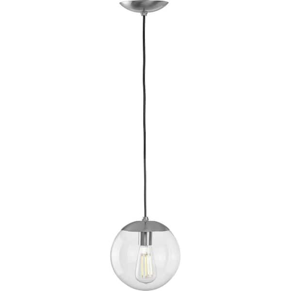 Progress Lighting Atwell 1-Light Brushed Nickel Clear Glass Globe