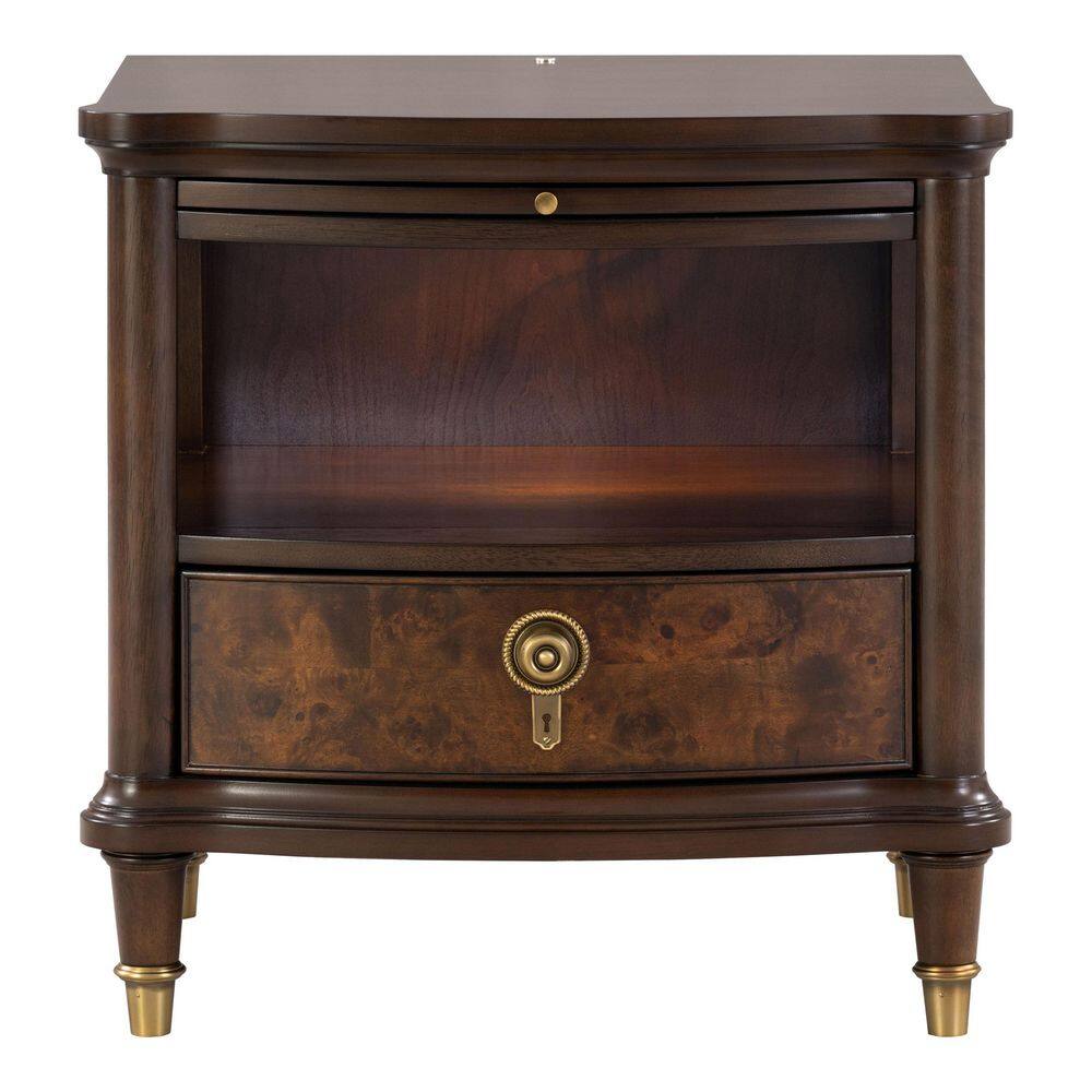 Whitney 24 in. Dark Cherry Rectangular Wood Top End Table with LED and Pull Out Tray - thumbnail 6
