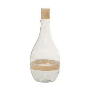 Clear Glass Decorative Vase with Rattan Detail