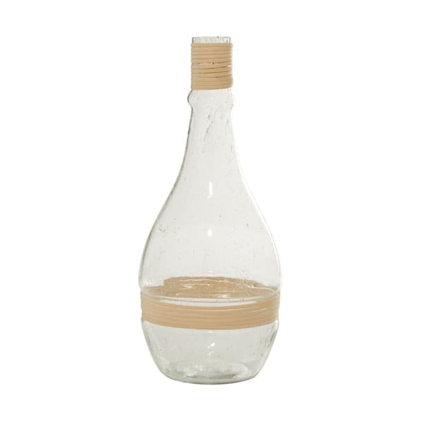 Novogratz 20 in. Clear Glass Decorative Vase with Rattan Detail