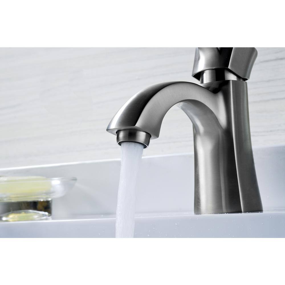 Brushed Nickel Single-Handle Bathroom Faucet with Drain Assembly