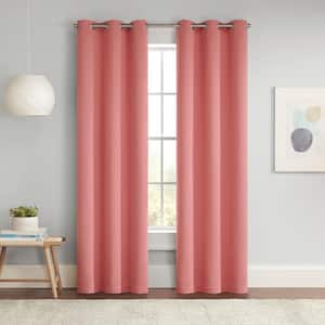Darrell Coral Solid Polyester 37 in. W x 63 in. L Grommet Blackout Curtain