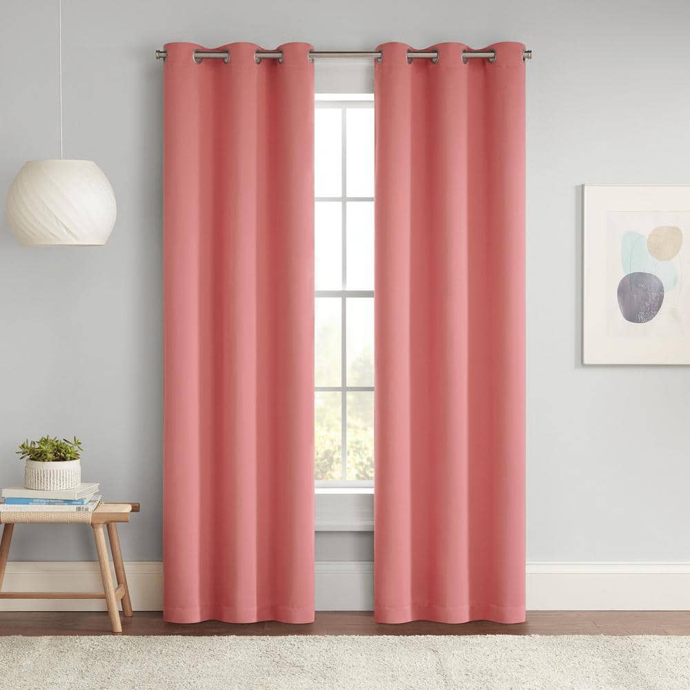 Darrell Coral Solid Polyester 37 in. W x 84 in. L Grommet Blackout Curtain price history on PriceWatchPro
