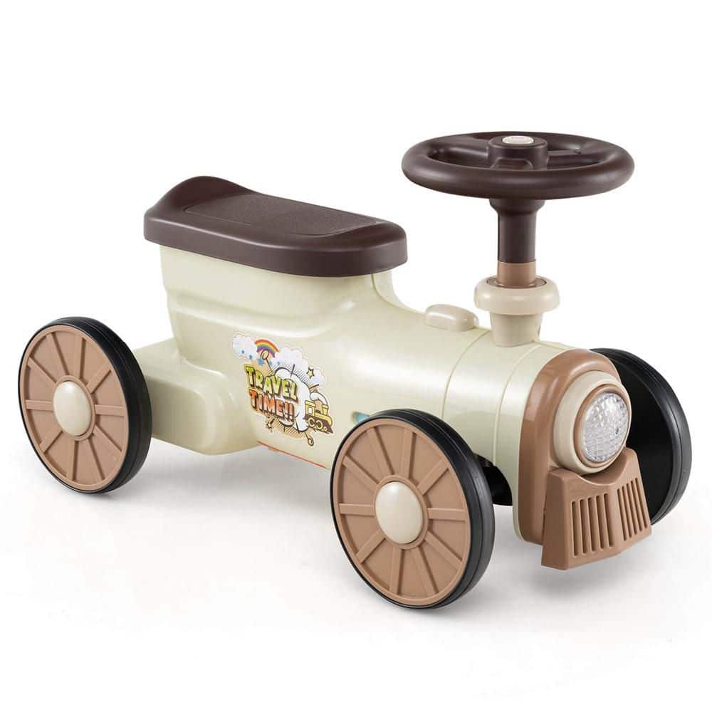 Ride on Push Car with Storage Compartment and Train Whistle Sound Button Beige price history on PriceWatchPro